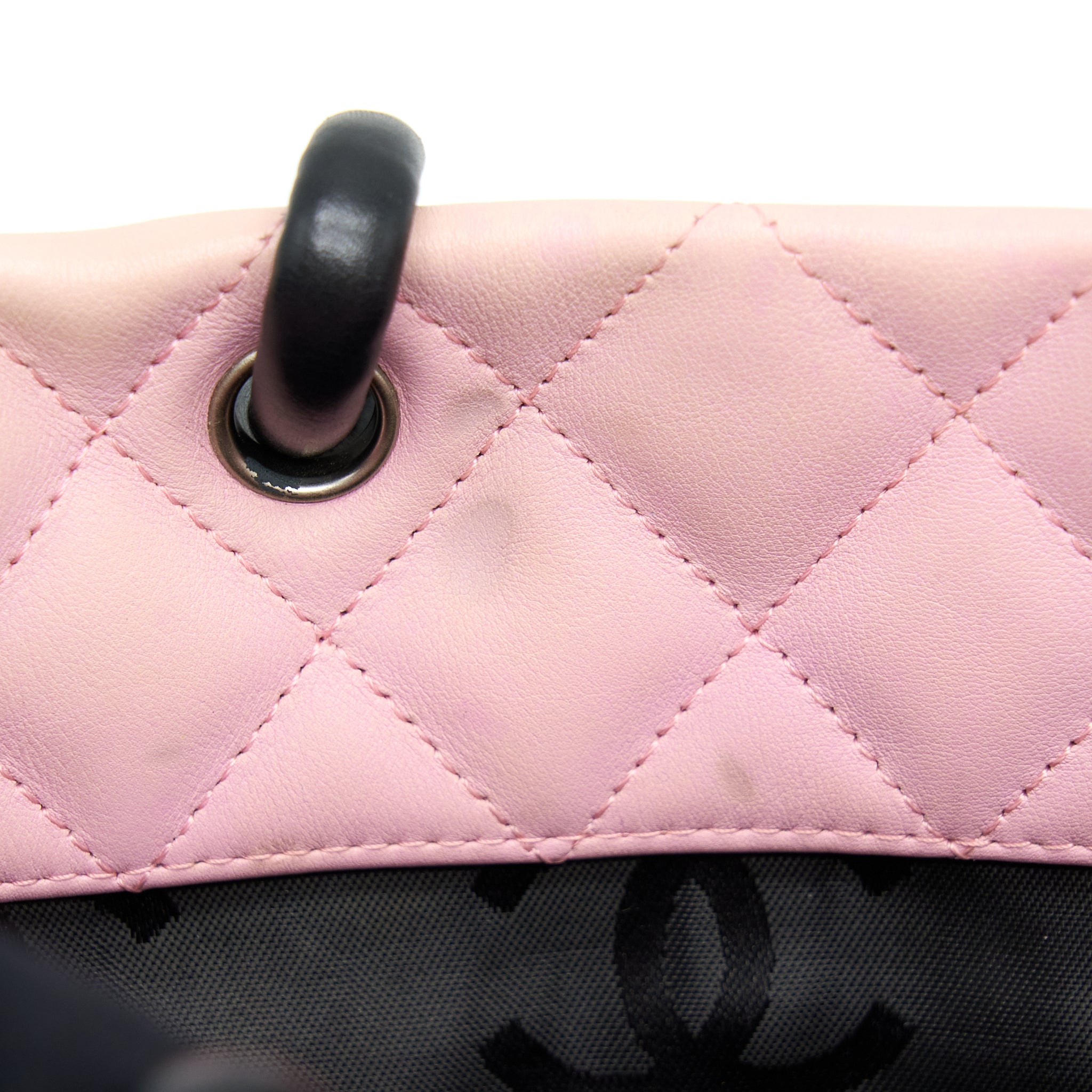 chanel-vintage-camnon-tote-pink-black-shw