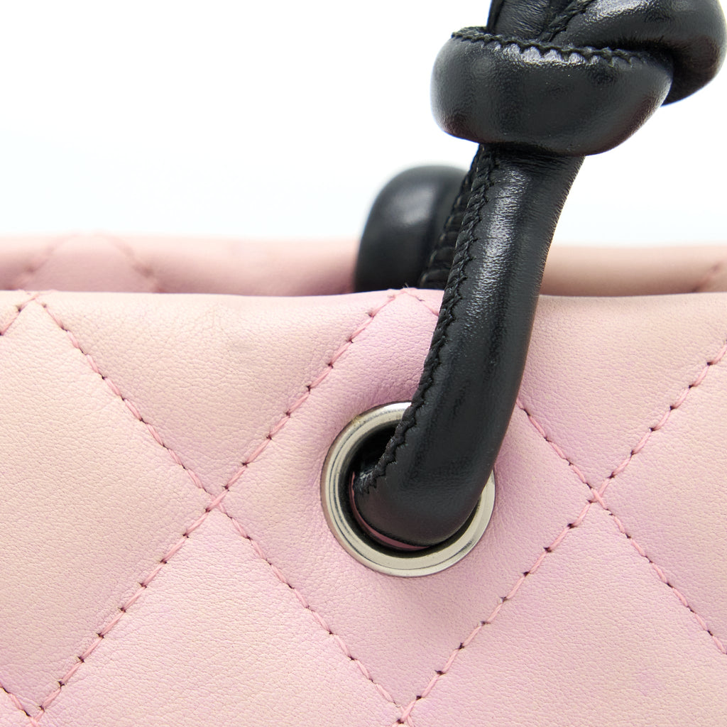 chanel-vintage-camnon-tote-pink-black-shw