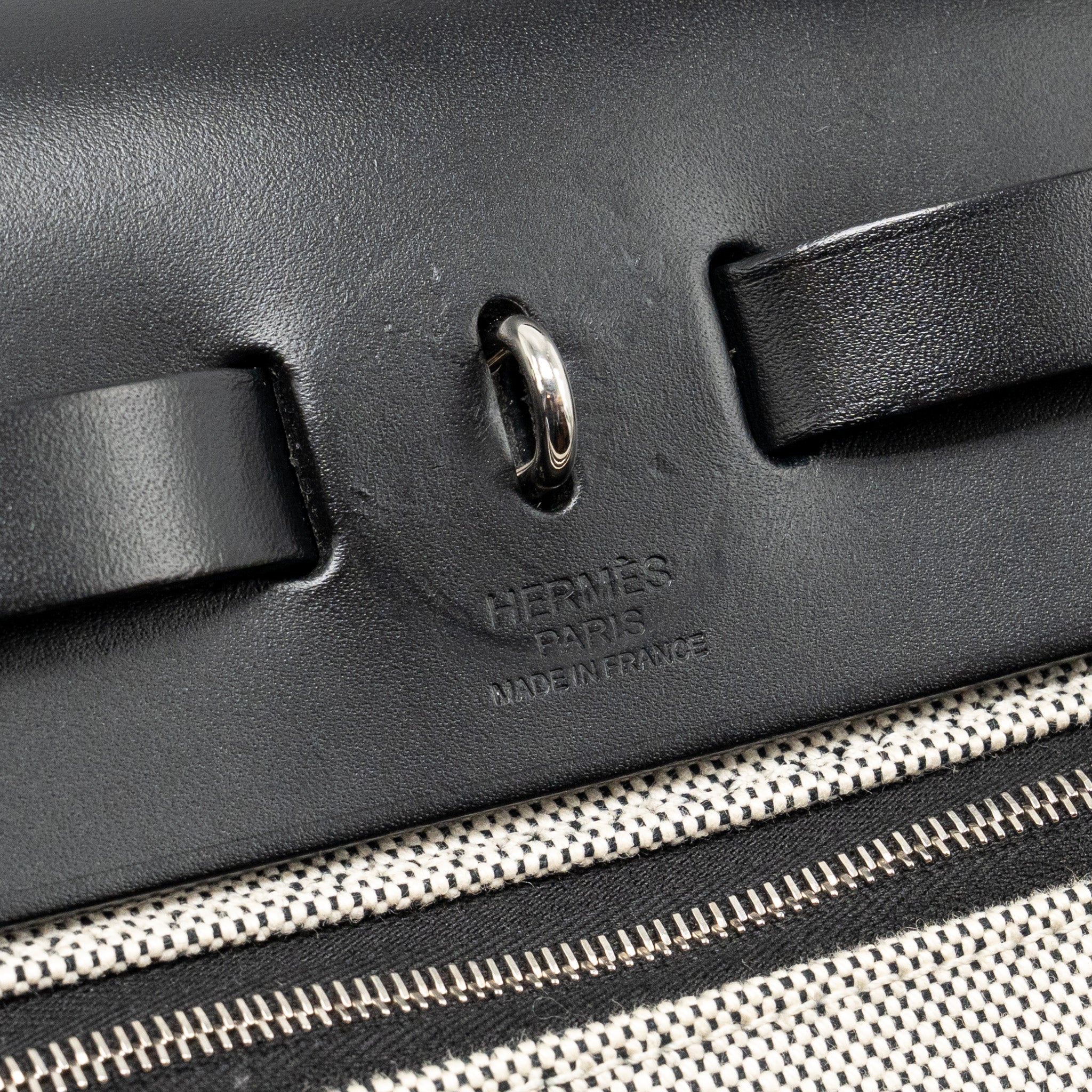 hermes-herbag-31-zip-bag-berline-canvas-hunter-leather-black-ecru-black-shw-stamp-d
