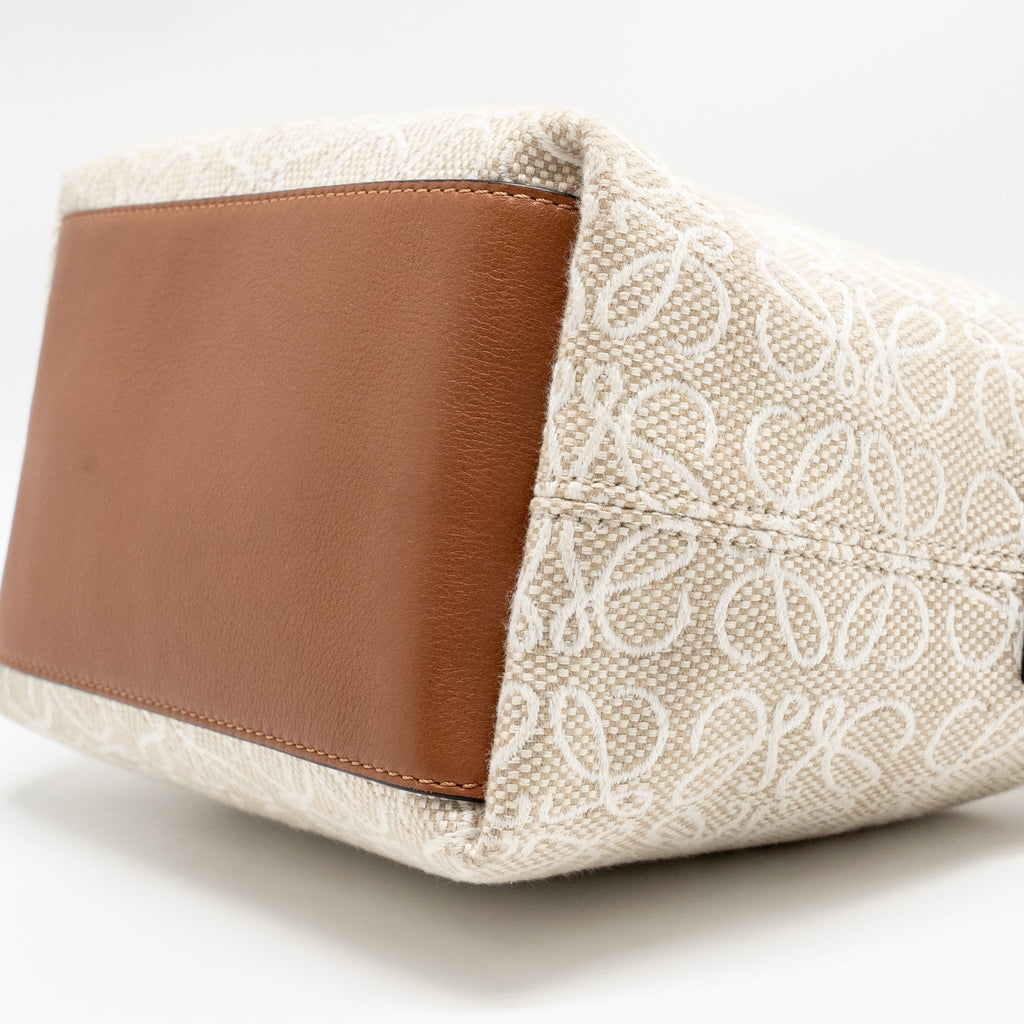 loewe-small-cubi-bag-anagram-jacquard-calfskin-beige-brown-ghw-1