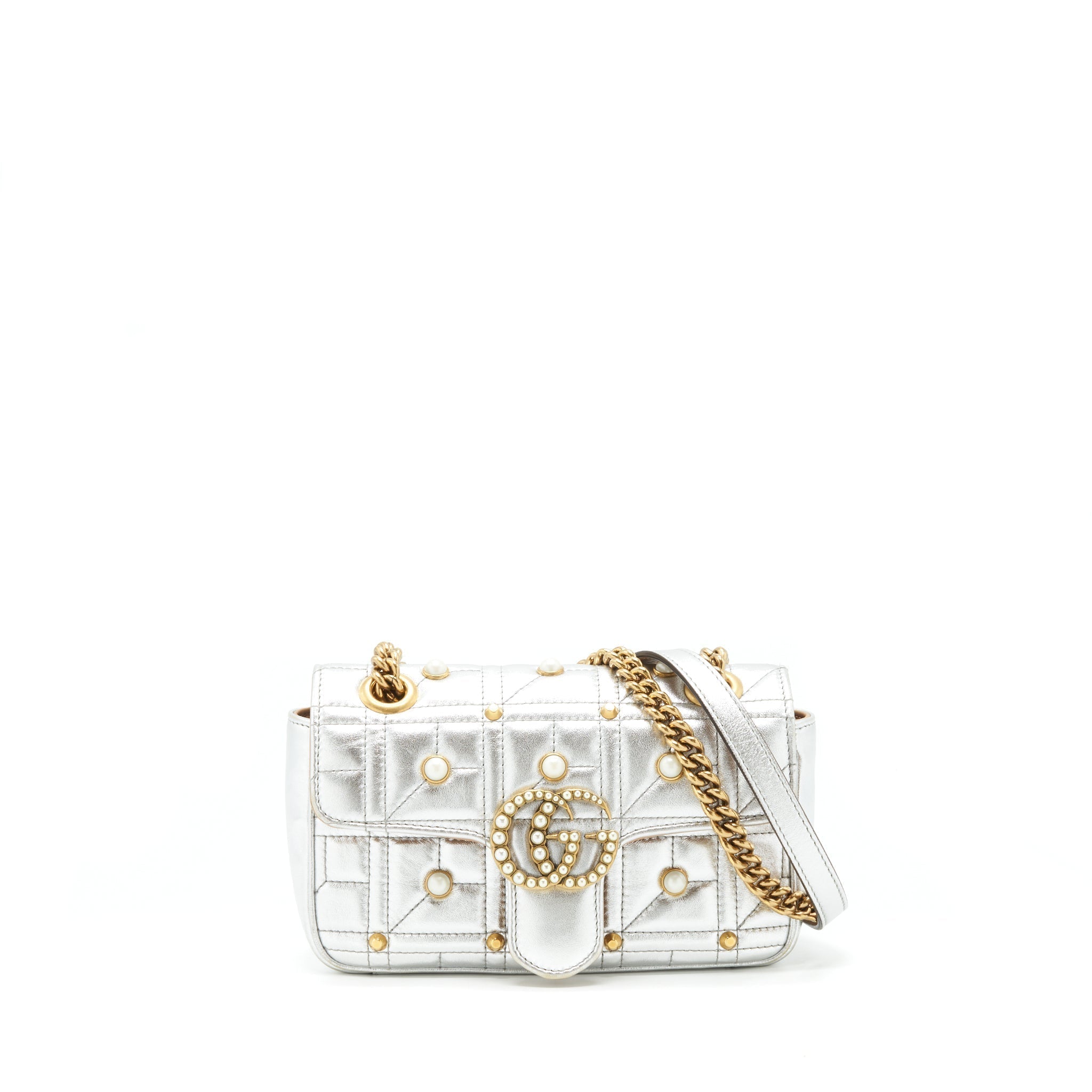 gucci-mini-gg-marmont-flap-bag-limiited-edition-silver-with-pearl-gold-hardware