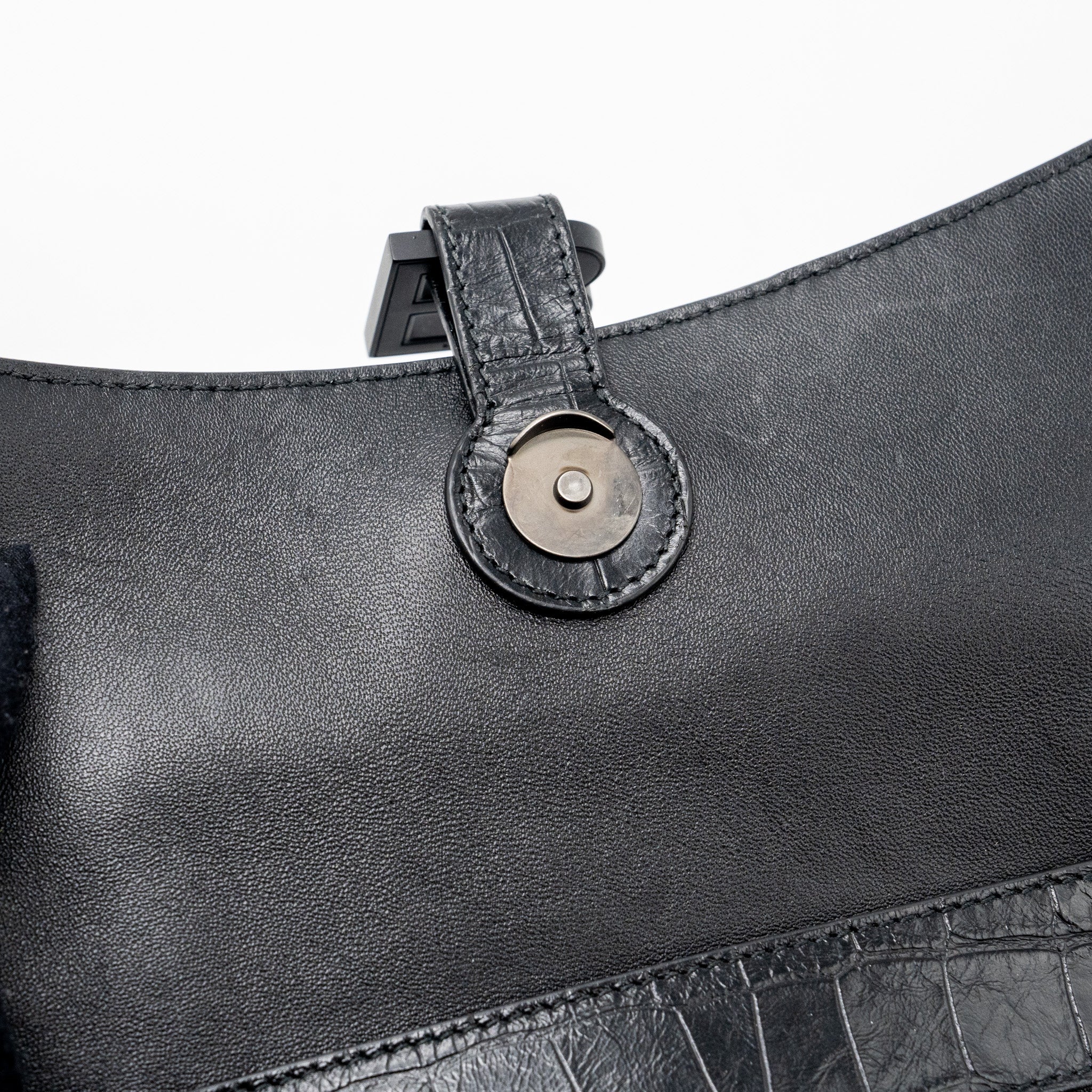 balenciaga-downtown-small-shoudler-bag-crocodile-embossed-black-with-black-hardware