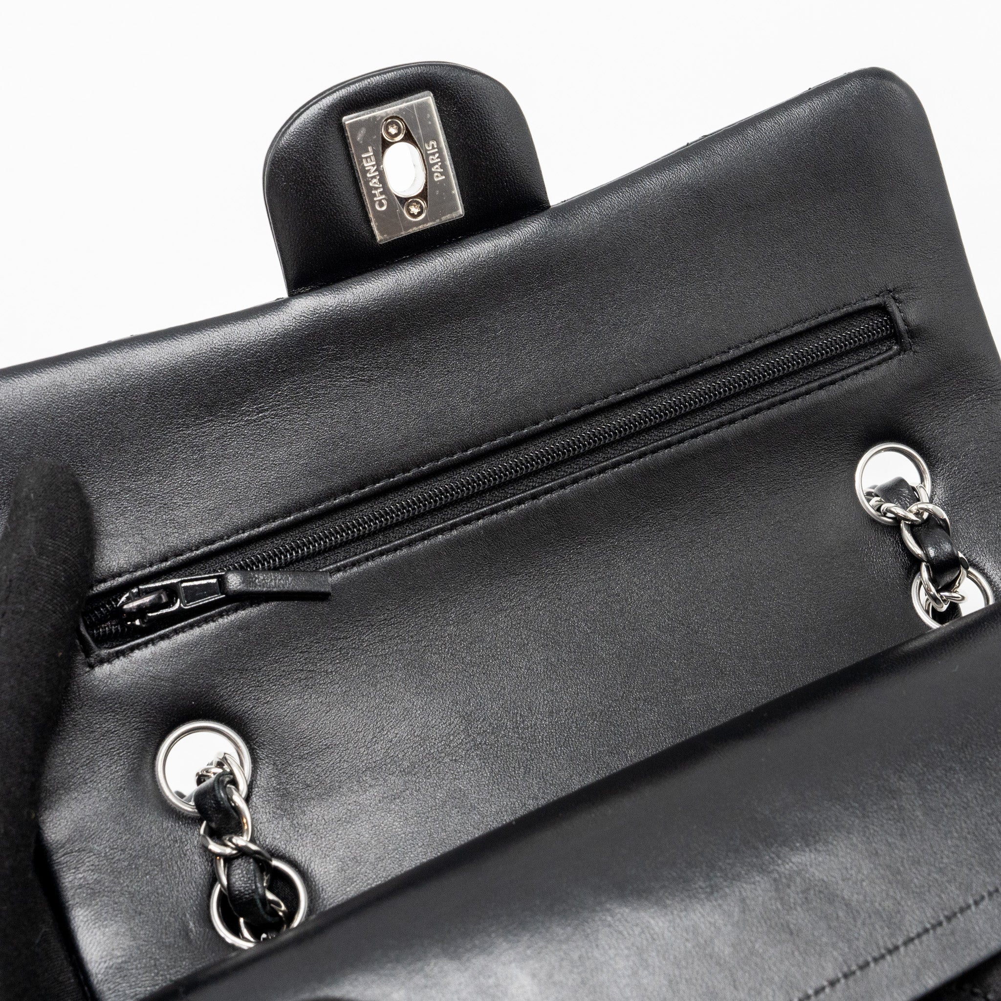 chanel-small-classic-double-flap-bag-lambskin-black-shwmicrochip