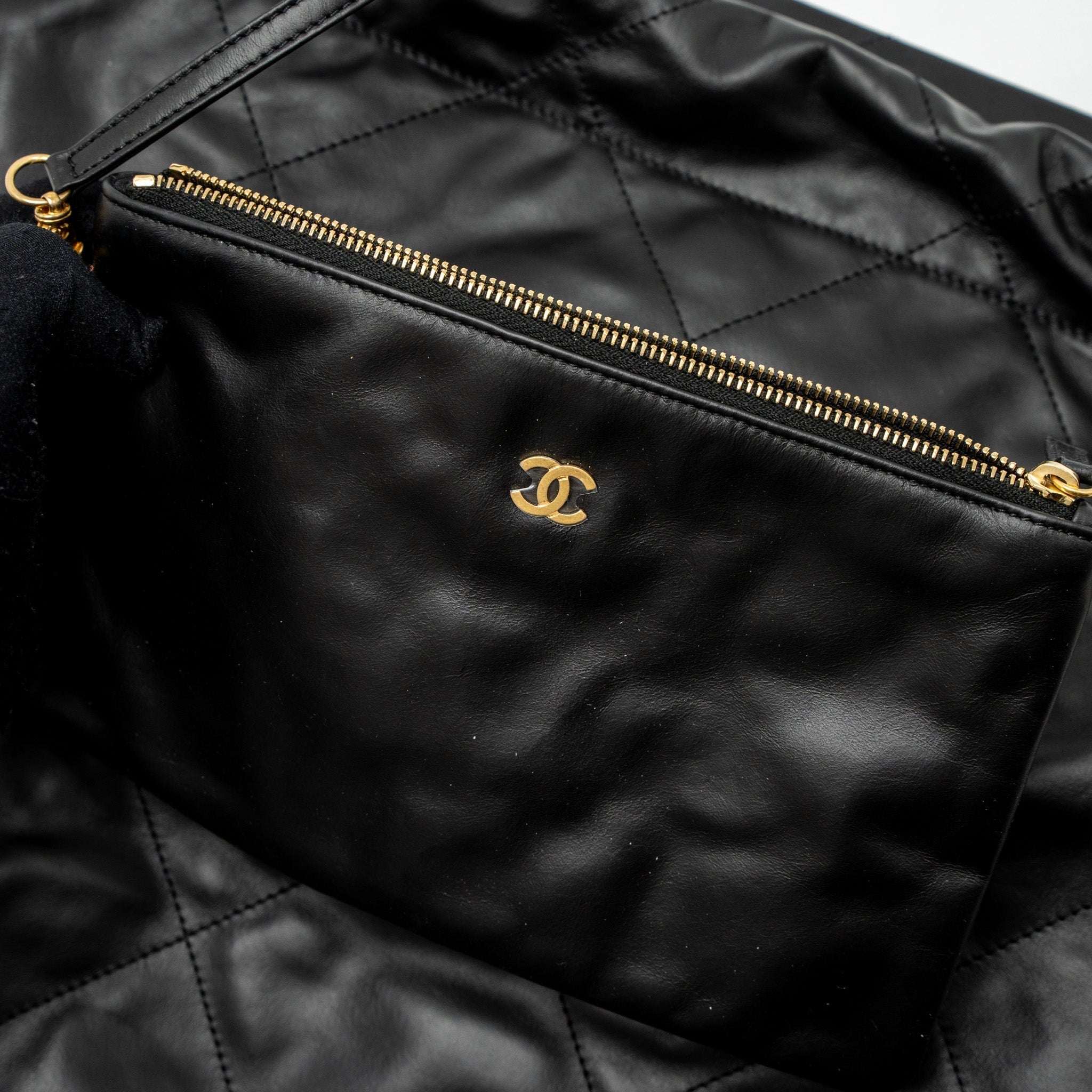 chanel-small-22-bag-white-letter-calfskin-black-brushed-ghw-microchip