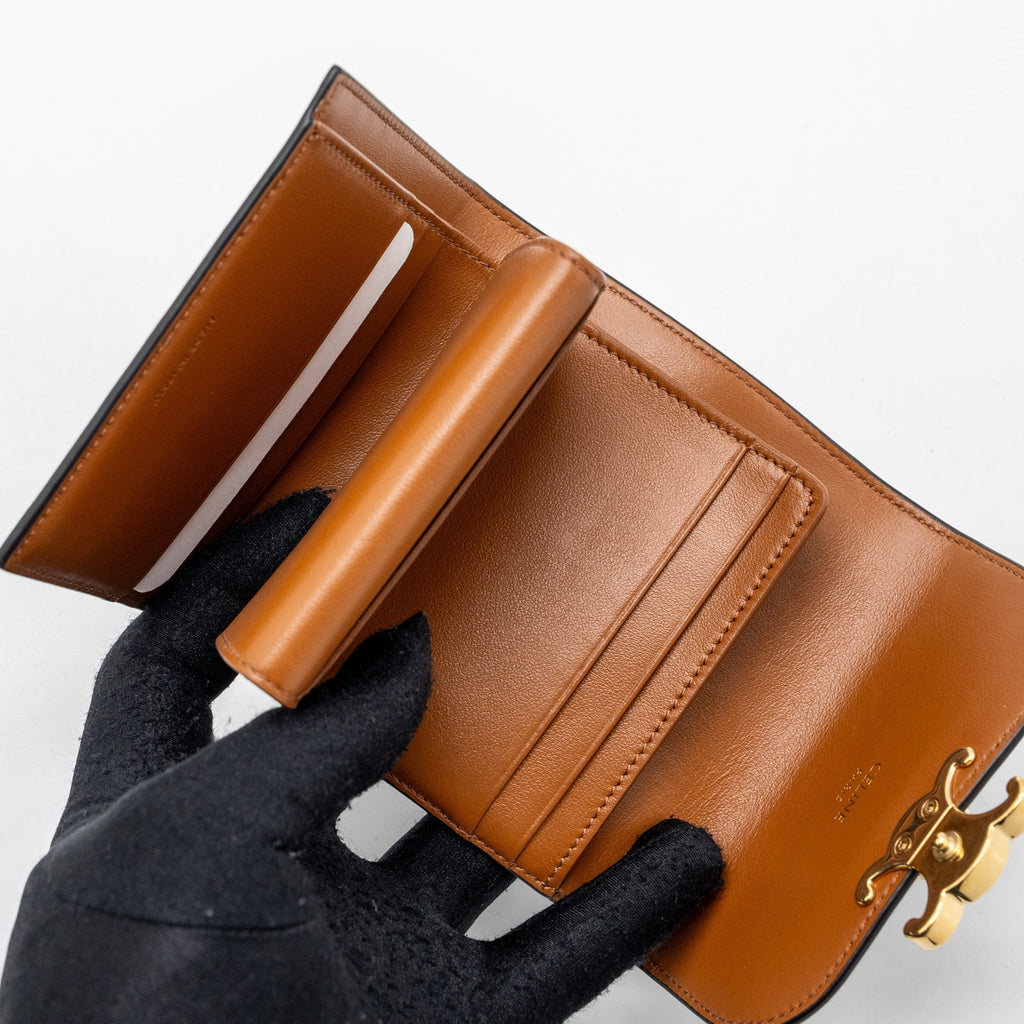 celine-small-triomphe-flap-wallet-canvas-tan-ghw
