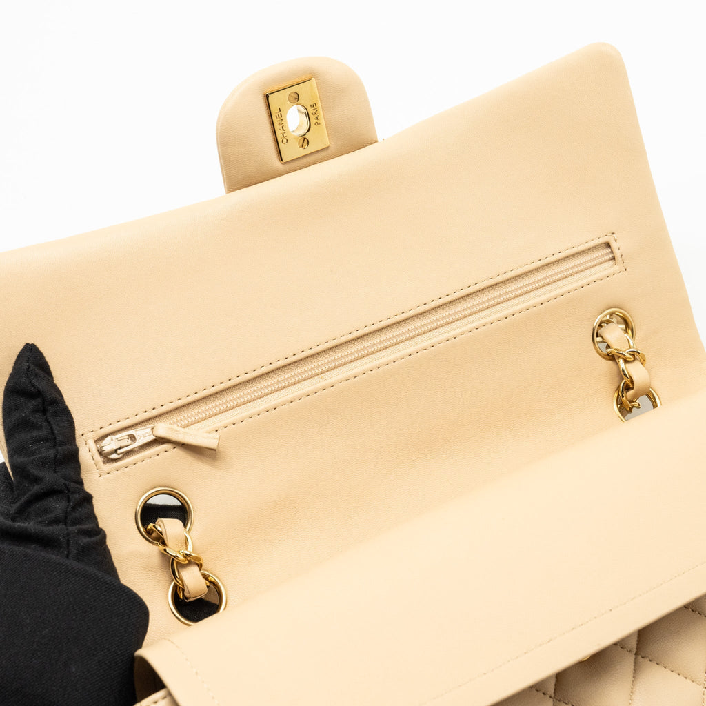 chanel-medium-classic-double-flat-bag-lambskin-beige-ghw