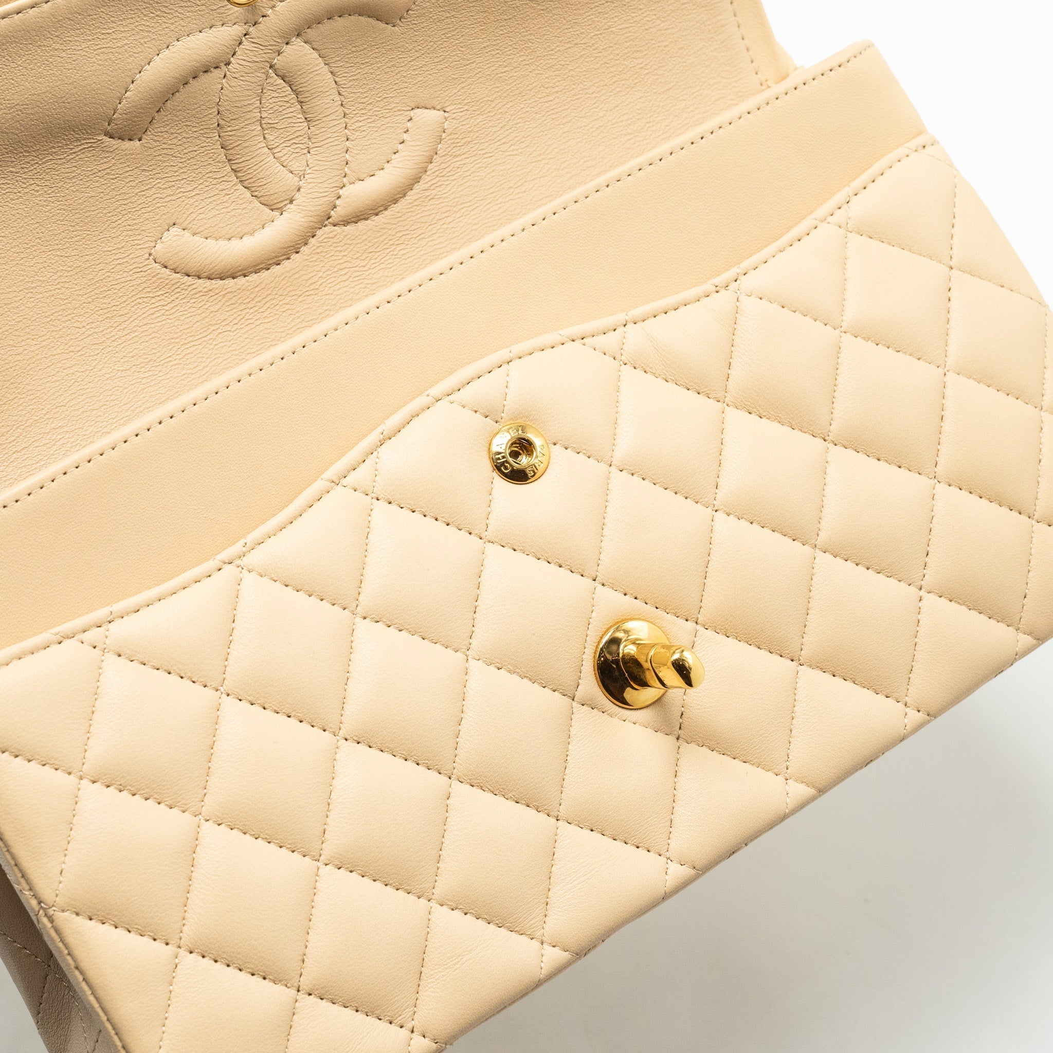 chanel-medium-classic-double-flat-bag-lambskin-beige-ghw