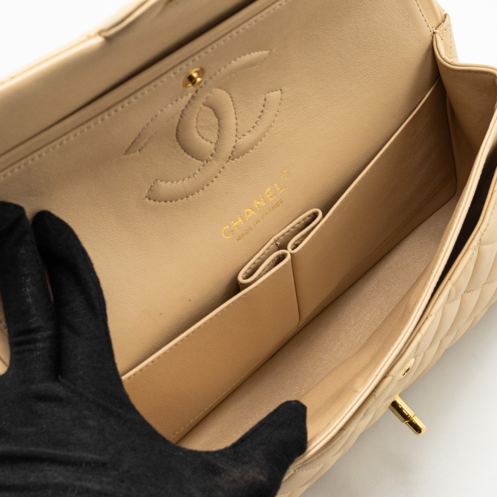 chanel-medium-classic-double-flat-bag-lambskin-beige-ghw