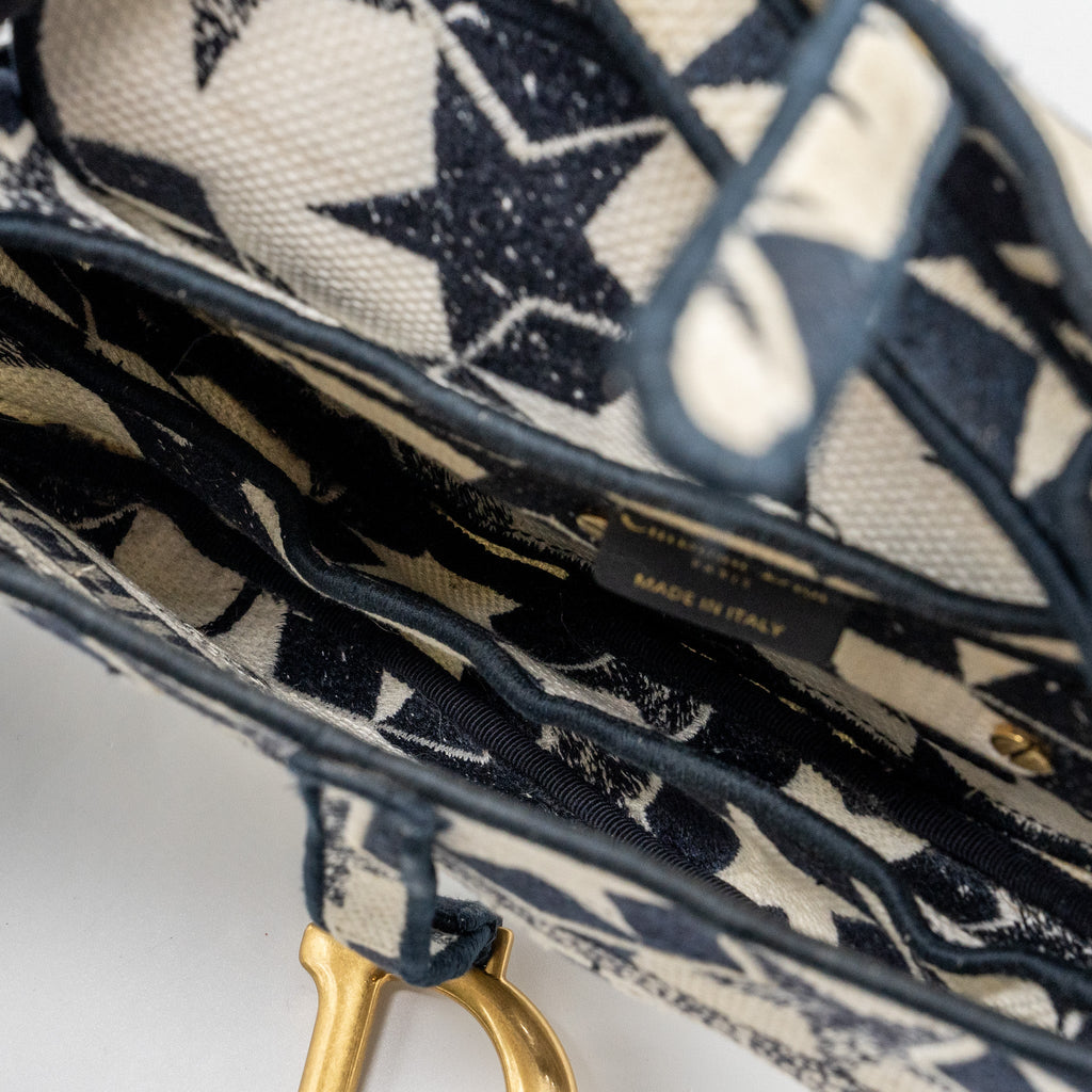 dior-saddle-bag-canvas-limited-print-dark-blue-white-ghw