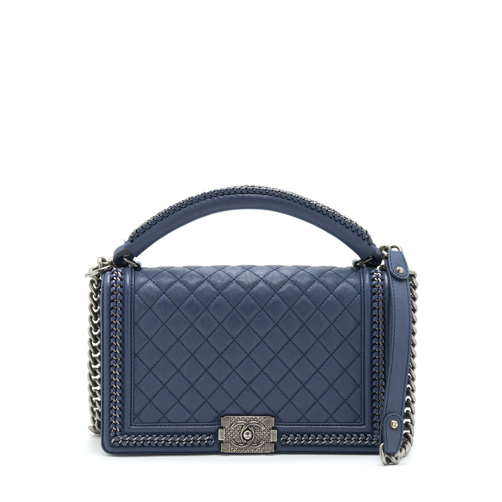 chanel-boy-bag-with-top-handle-navy-ruthenium-sliver-hardware