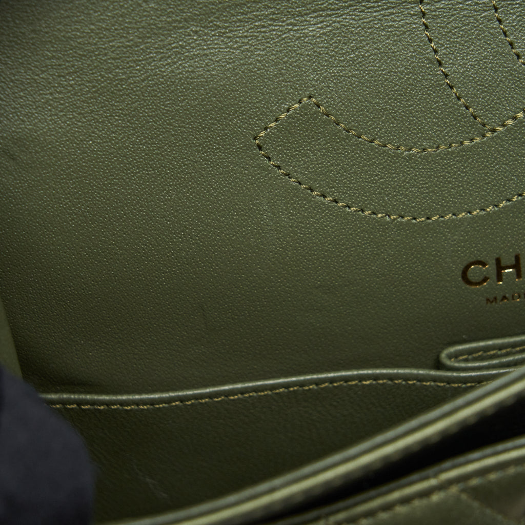 chanel-small-2-55-reissue-flap-bag-dark-green-brushed-gold-hardware