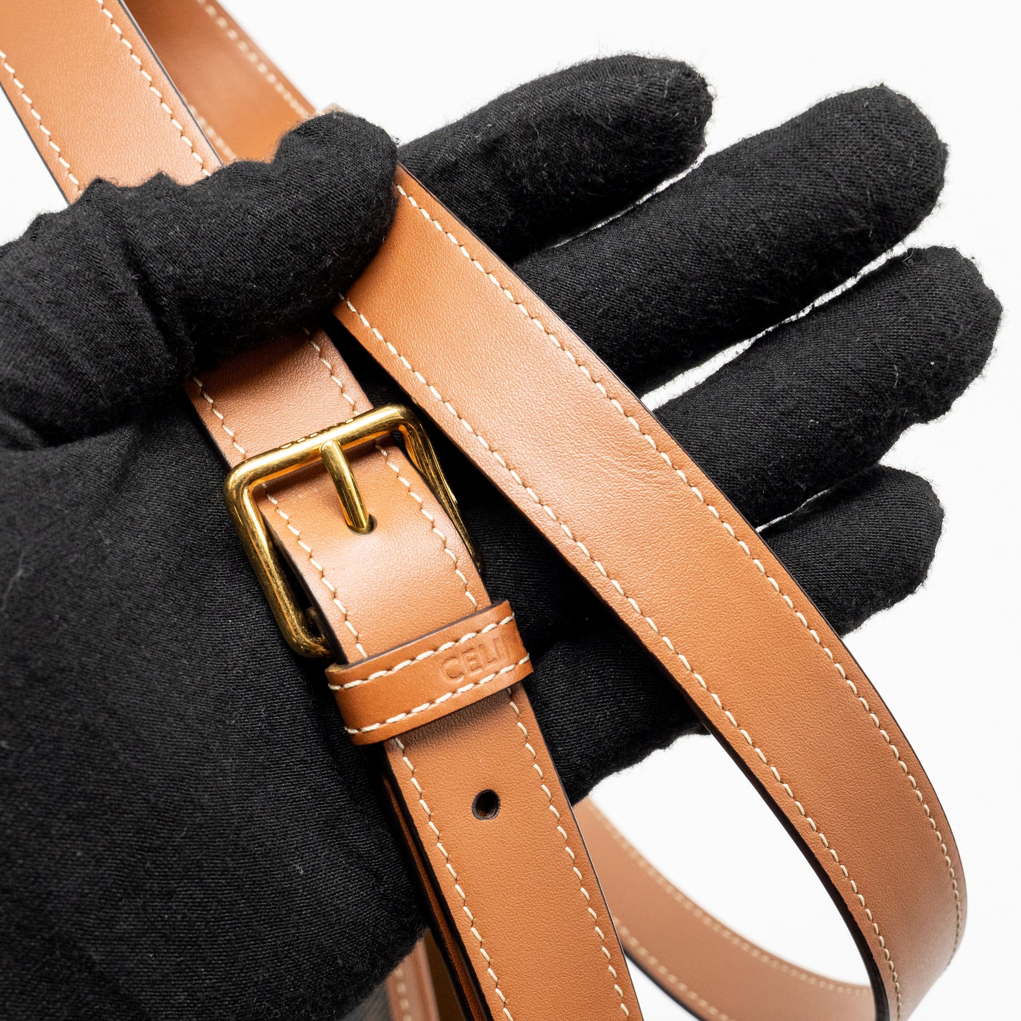 celine-small-bucket-bag-triomphe-canvas-calfskin-tan-ghw-1