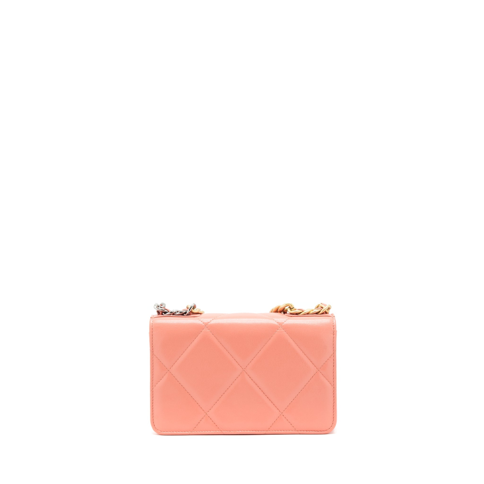 chanel-19-wallet-on-chain-goatskin-pink-with-gold-and-silver-hardware