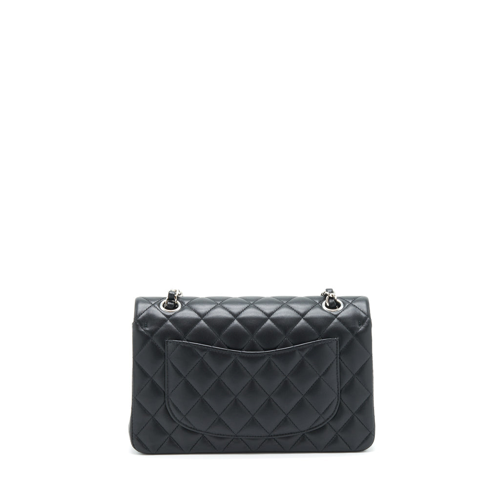 chanel-small-classic-double-flap-bag-lambskin-black-shw