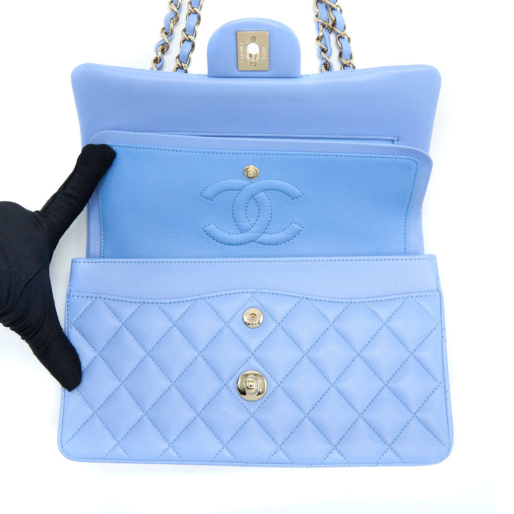 chanel-small-classic-double-flap-bag-lambskin-blue-lghw