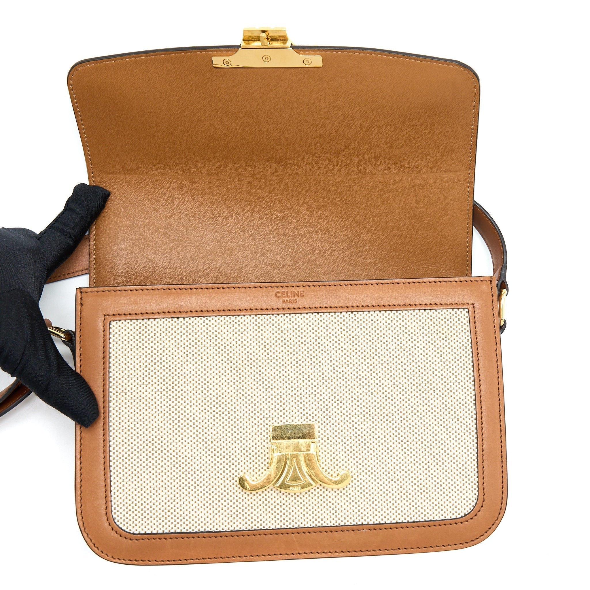 celine-medium-triomphe-bag-in-textile-natural-calfskin-ghw