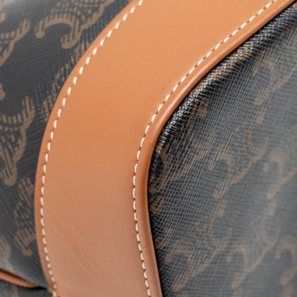 celine-small-bucket-bag-triomphe-canvas-calfskin-tan-ghw-1