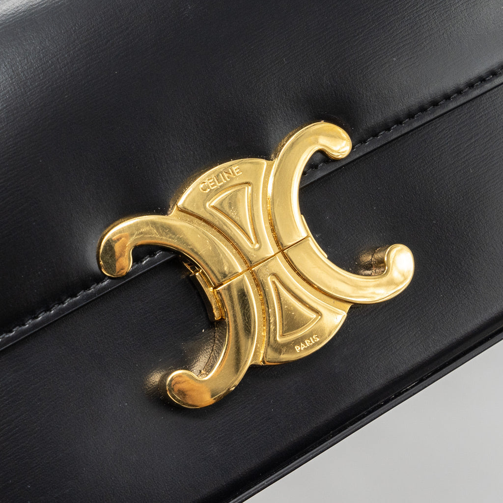 celine-triomphe-shoulder-bag-shiny-calfskin-black-ghw
