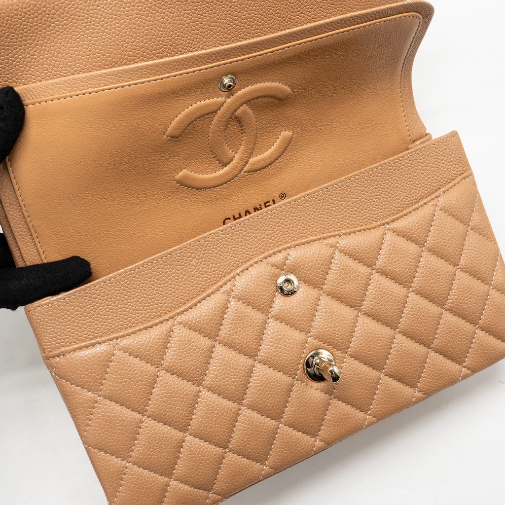 chanel-medium-classic-double-flap-bag-caviar-dark-beige-lghw