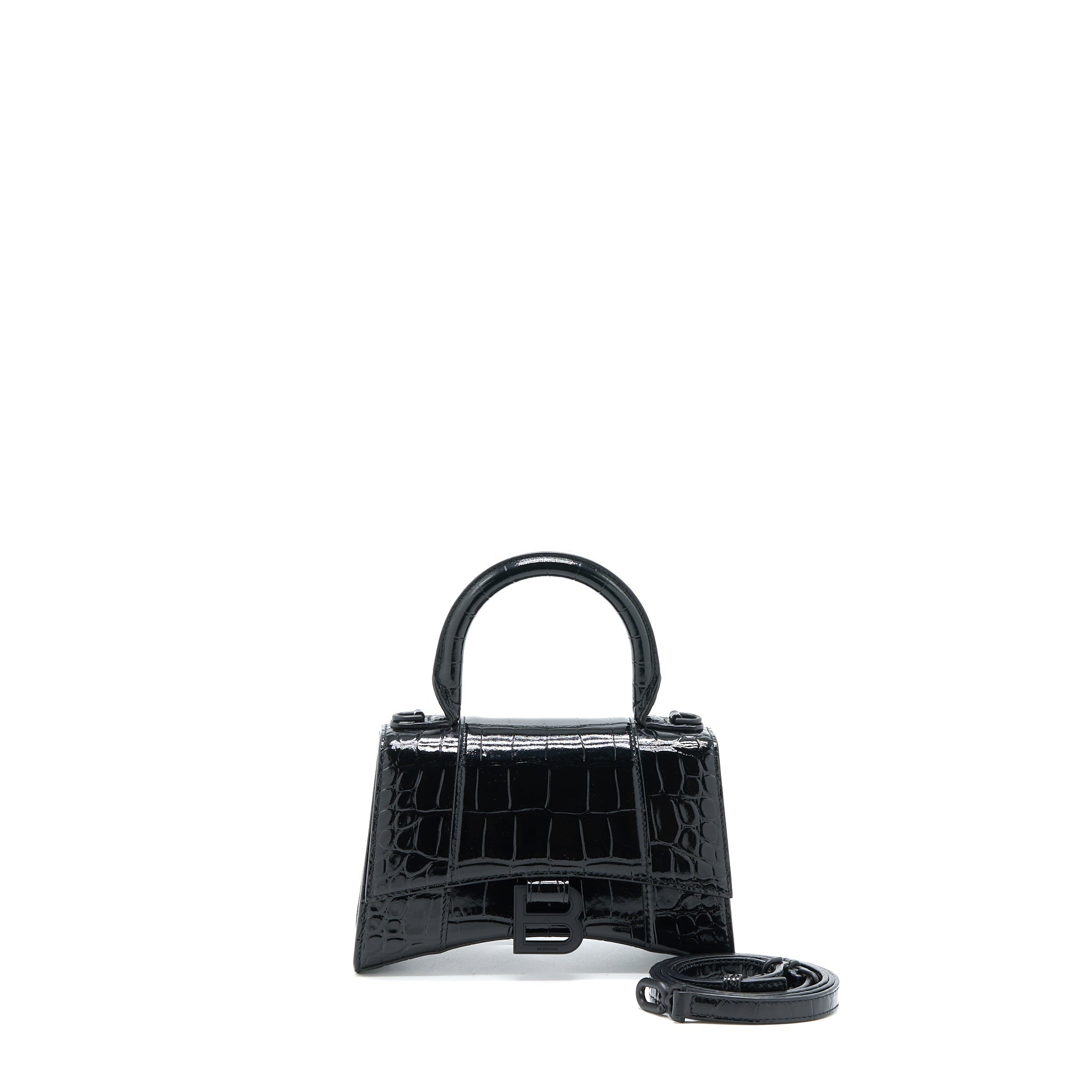 balenciaga-hourglass-xs-croc-embossed-leather-black-with-black-hardware