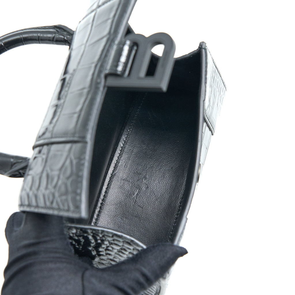 balenciaga-hourglass-xs-croc-embossed-leather-black-with-black-hardware