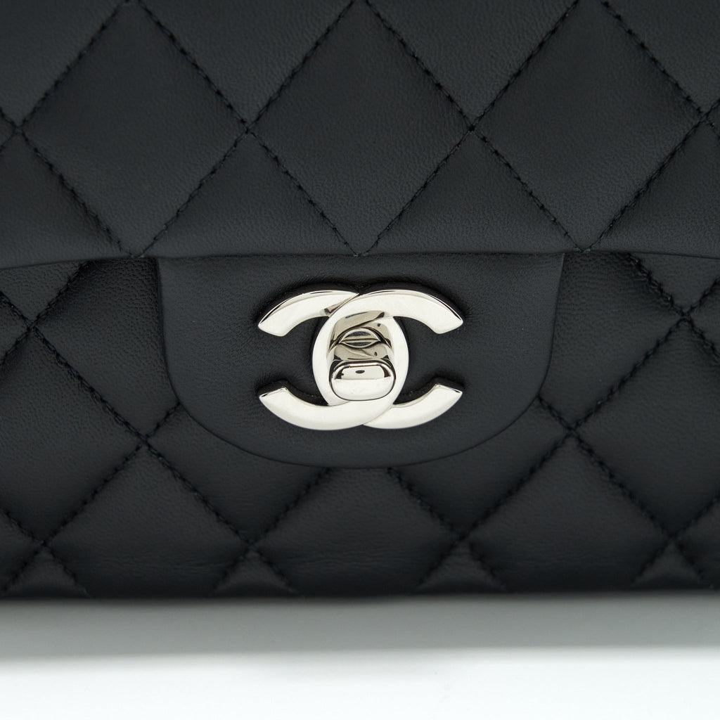 chanel-small-classic-double-flap-bag-lambskin-black-shw