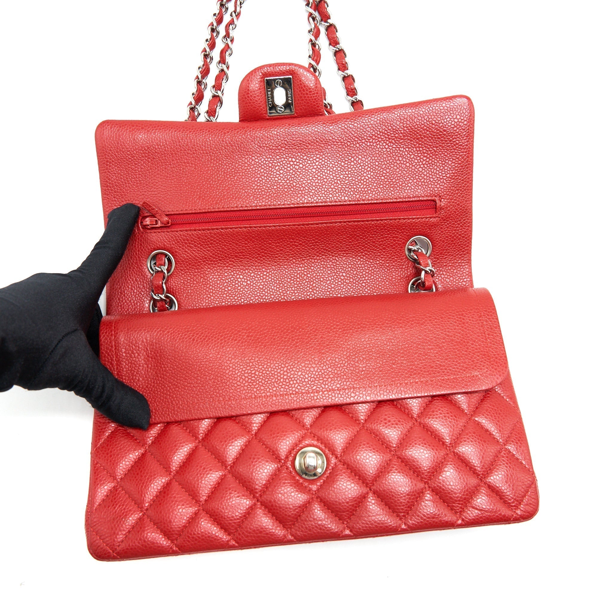 chanel-medium-classic-double-flap-caviar-red-with-shw