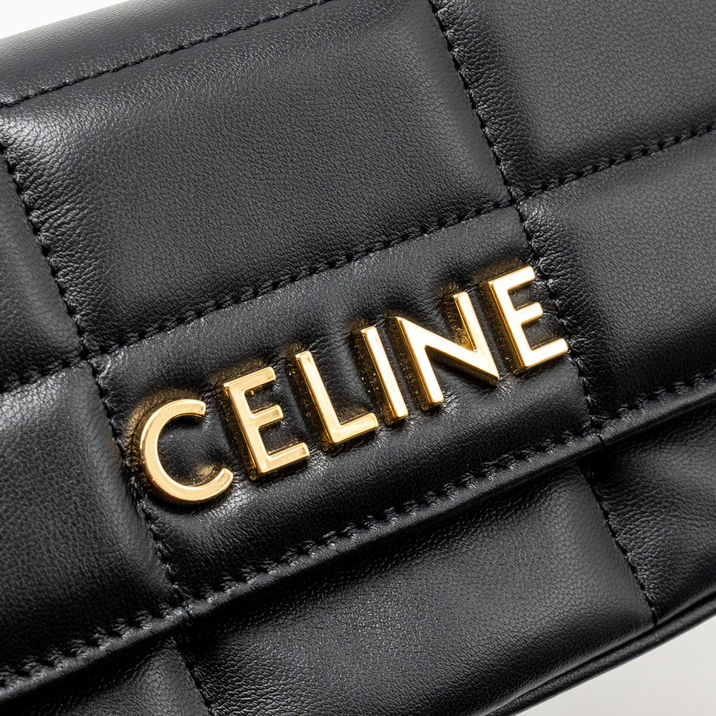 celine-matelasse-mini-chain-shoulder-bag-calfskin-black-ghw