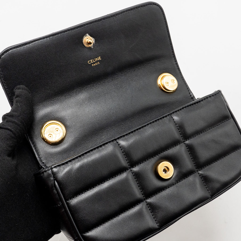 celine-matelasse-mini-chain-shoulder-bag-calfskin-black-ghw