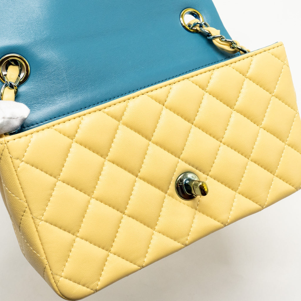 chanel-mini-rectangular-flap-bag-lambskin-yelllow-blue-with-iridescent-blue-hardware-copy-1