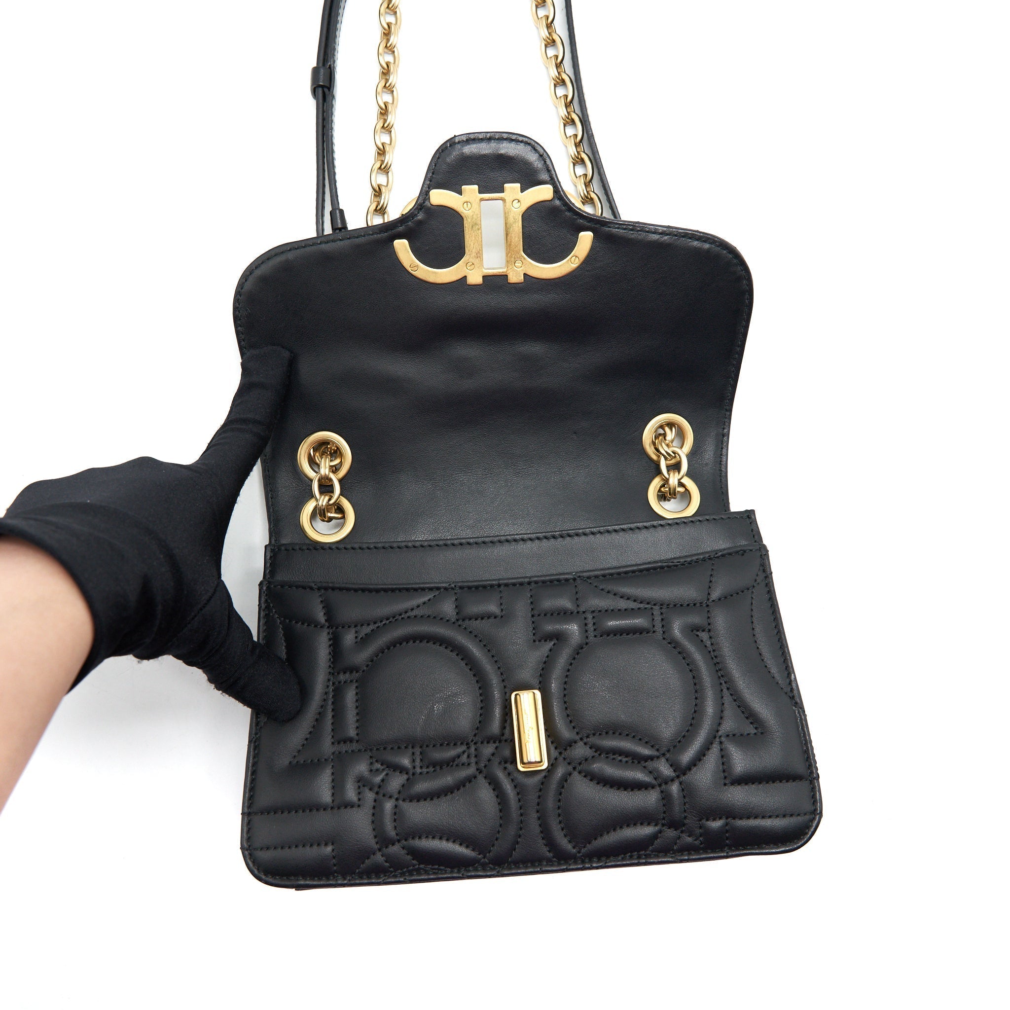 ferragamo-quilted-gancini-flap-bag-calfskin-black-ghw