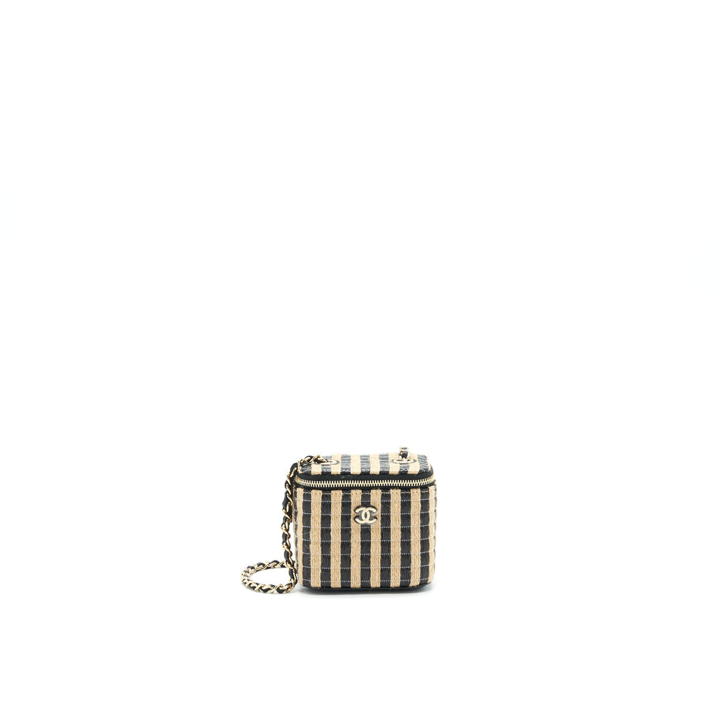 chanel-small-vanity-with-chain-raffia-black-beige-stripe