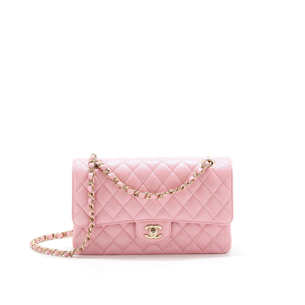 chanel-iridescent-pearly-pink-medium-classic-double-flap-bag-caviar-with-lghw-1
