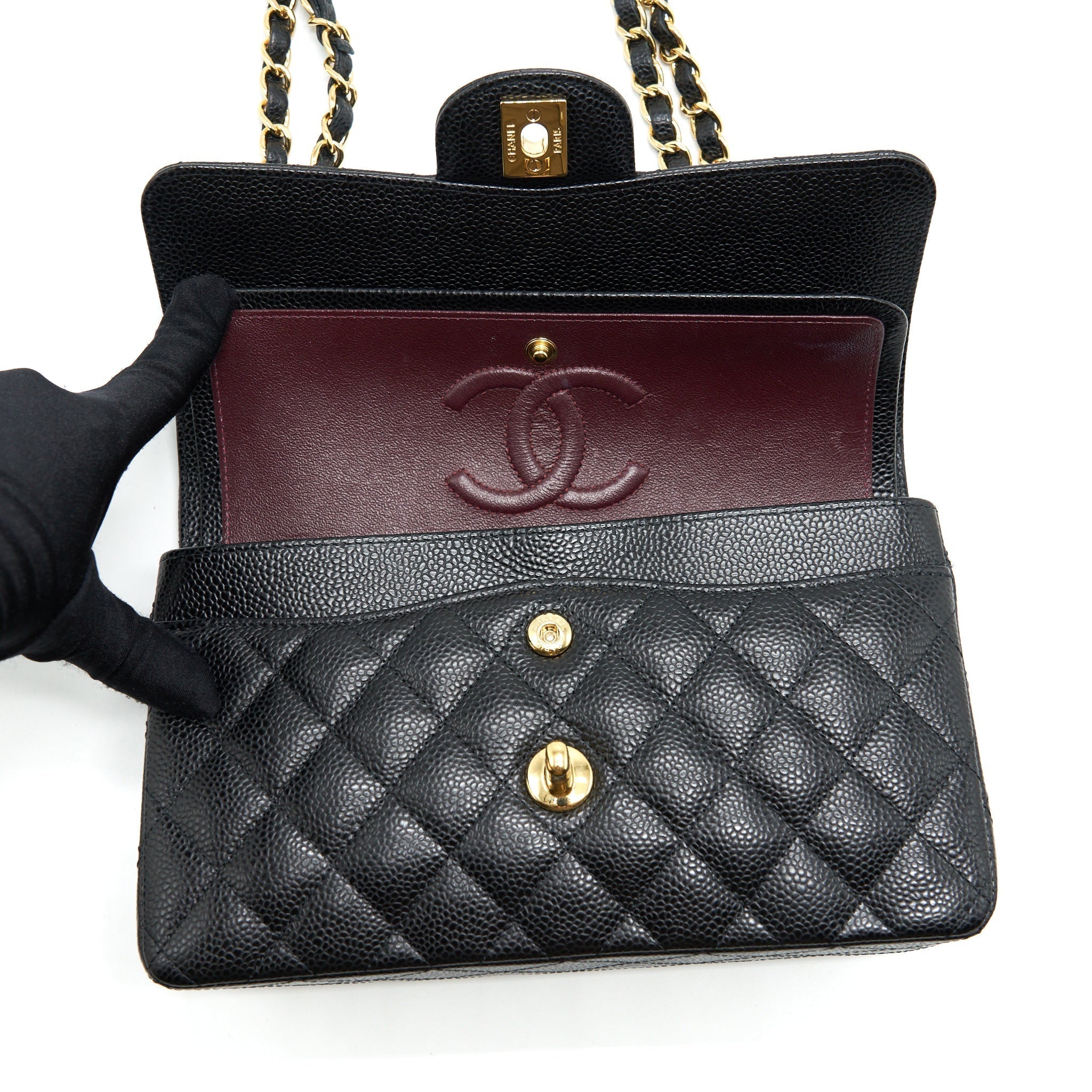 chanel-small-classic-double-flap-caviar-black-ghw-1