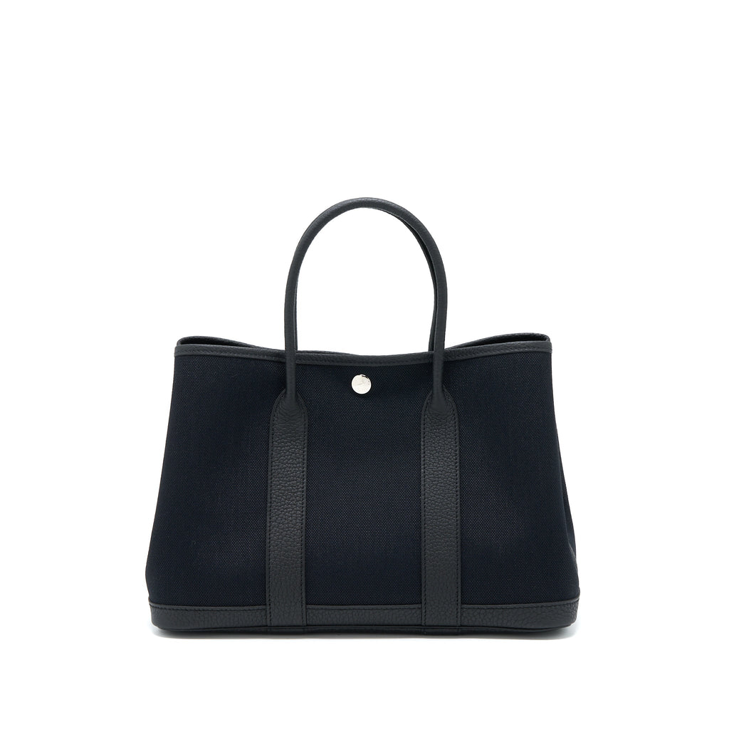 hermes-garden-party-30-canvas-leather-black-shw-stamp-u