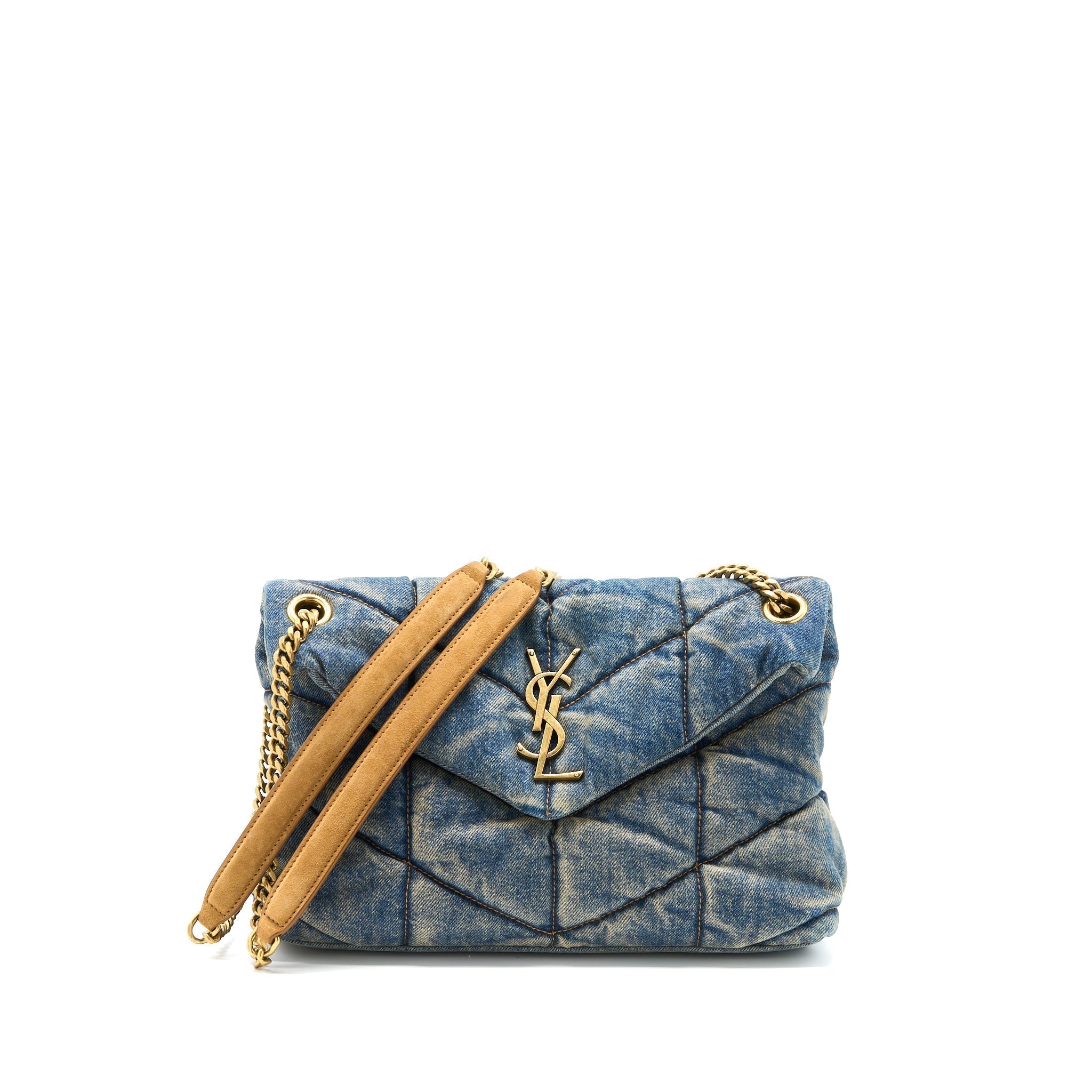 saint-laurent-small-puffer-chain-bag-denim-suede-blue-ruthenium-ghw-copy