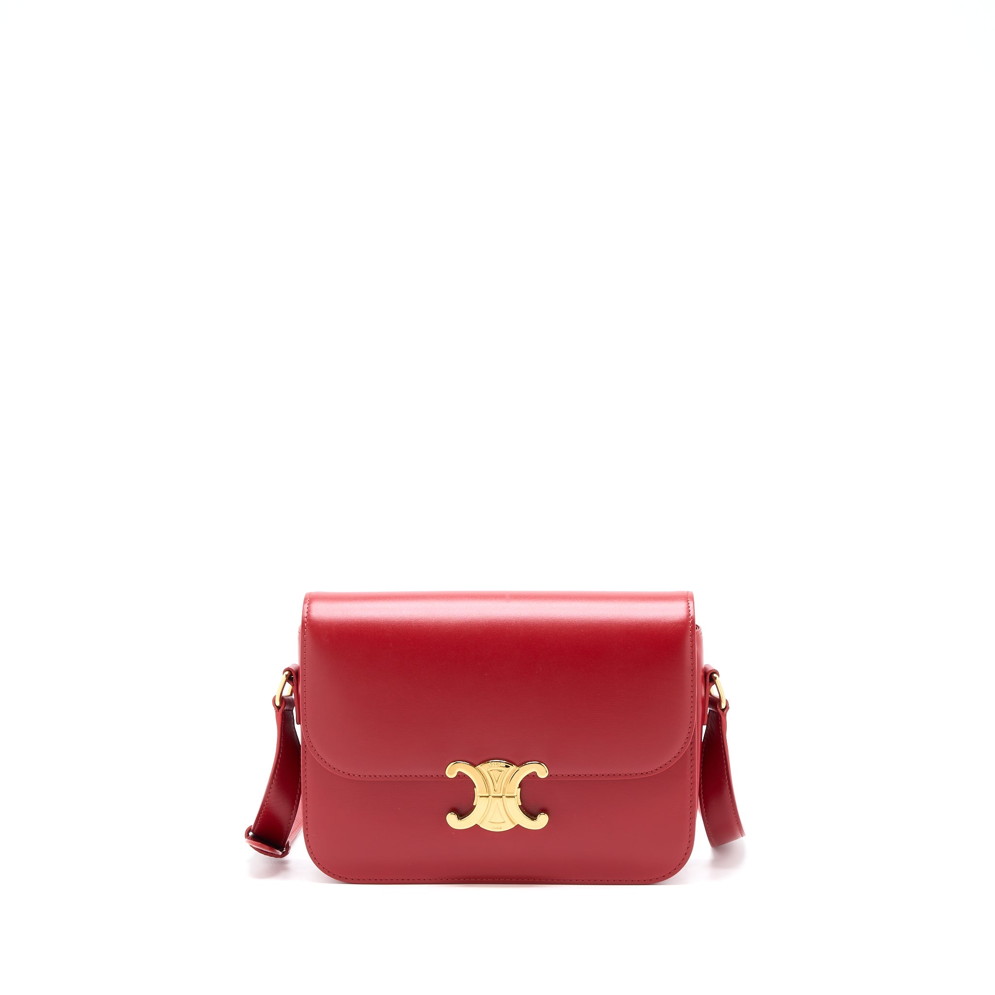 celine-medium-classique-triomphe-bag-shiny-calfskin-red-ghw
