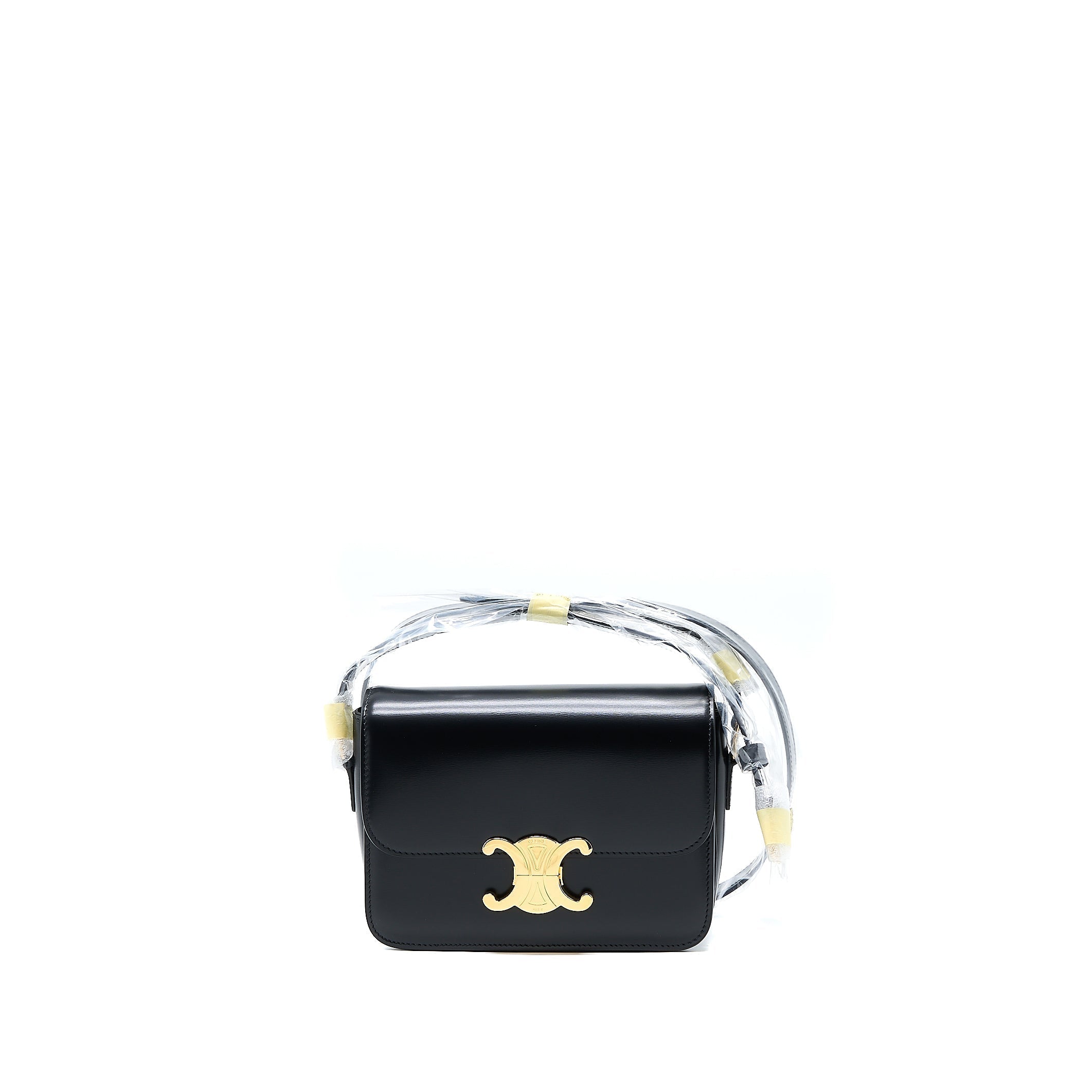 celine-teen-triomphe-shoulder-bag-calfskin-black-ghw