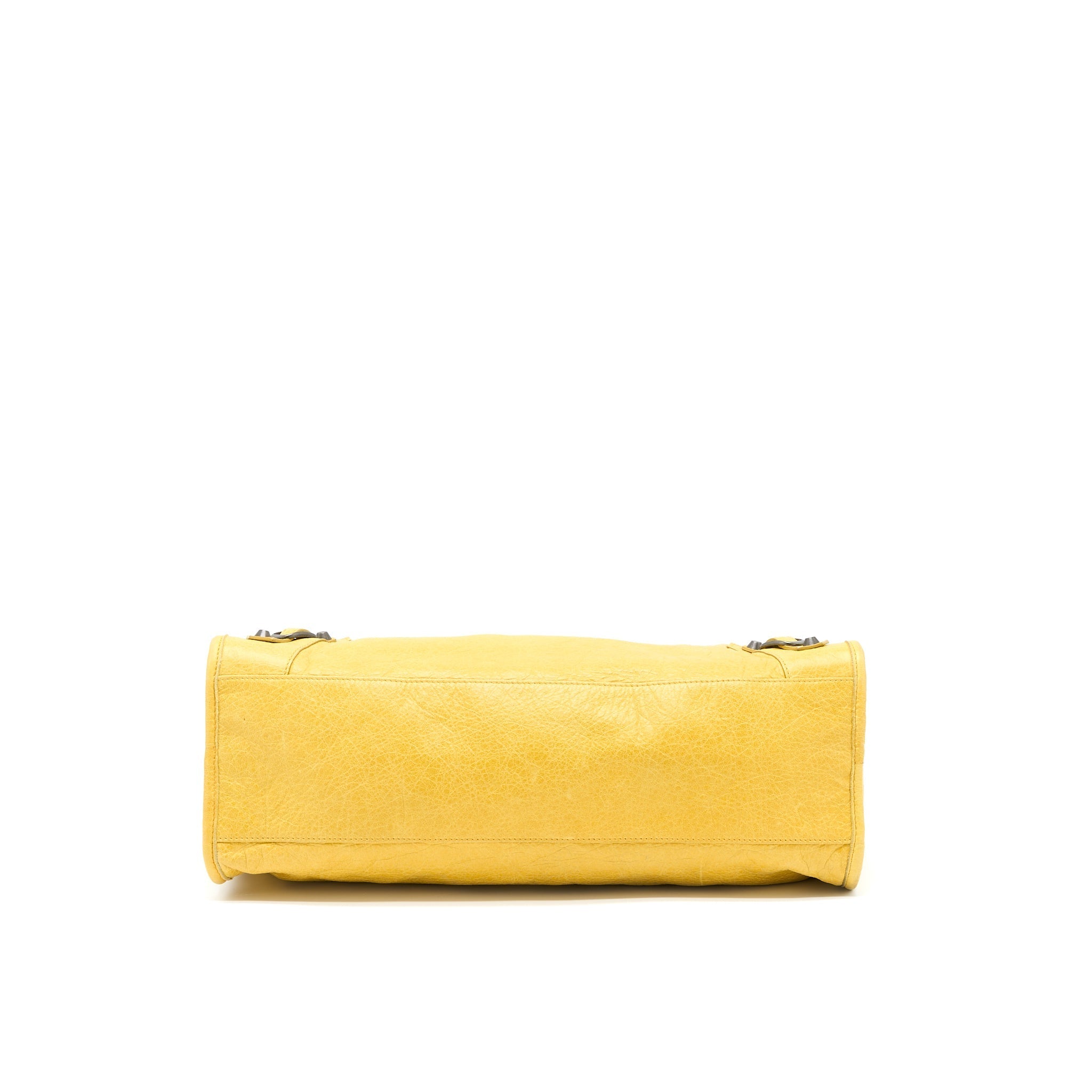 balenciaga-classic-city-bag-lambskin-yellow-black-hardware