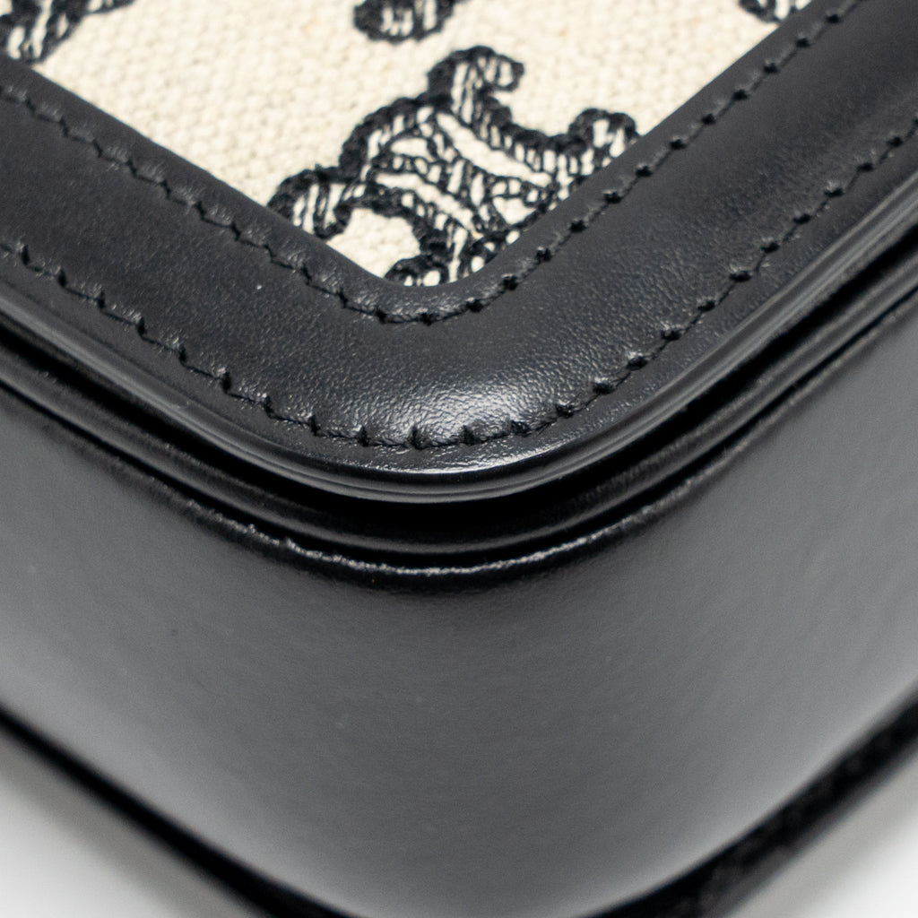 celine-teen-triomphe-bag-triomphe-canvas-calfskin-black-white-ghw