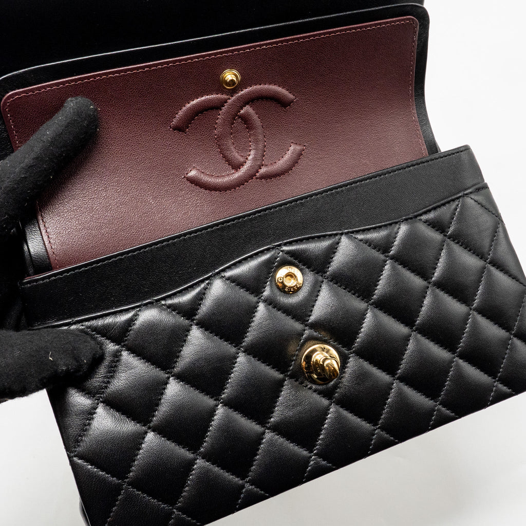 chanel-small-classic-double-flap-bag-lambskin-black-lghw-microchip