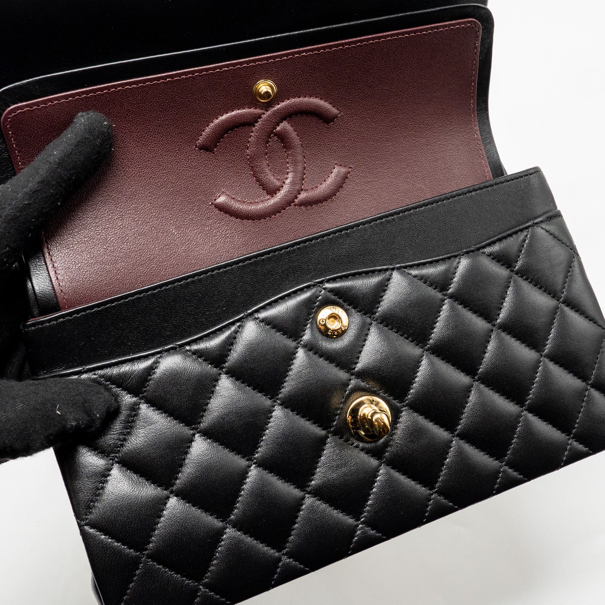 chanel-small-classic-double-flap-bag-lambskin-black-lghw-microchip