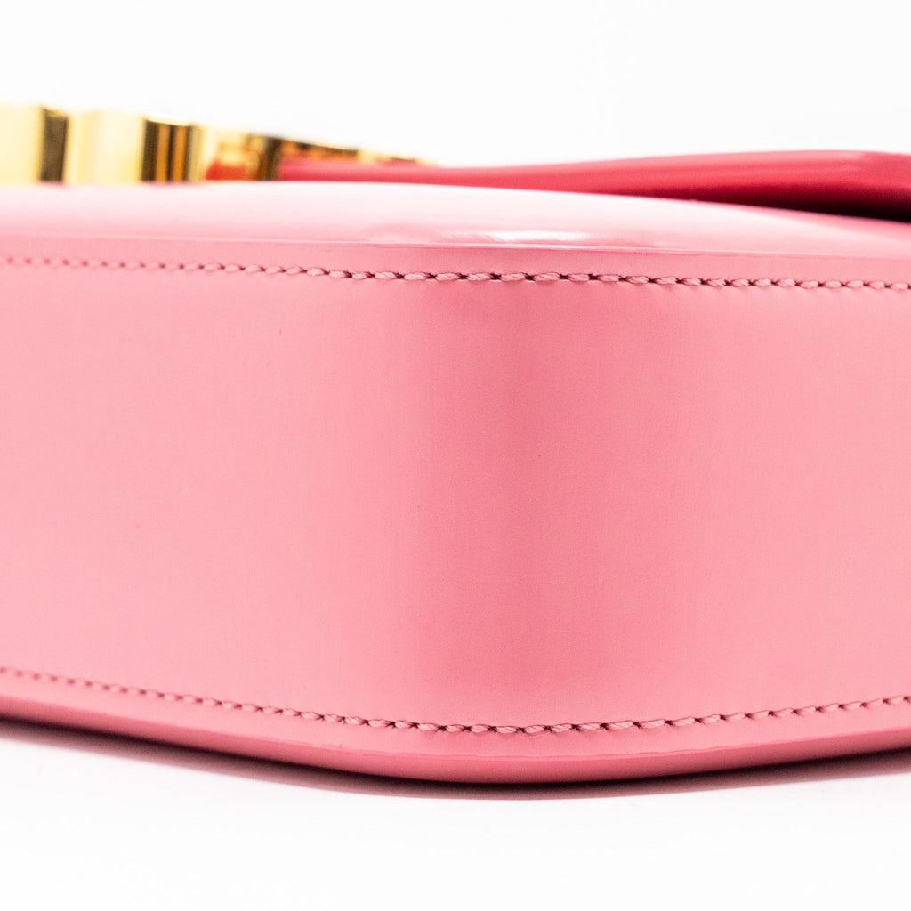 celine-triomphe-shoulder-bag-shiny-calfskin-flamingo-ghw