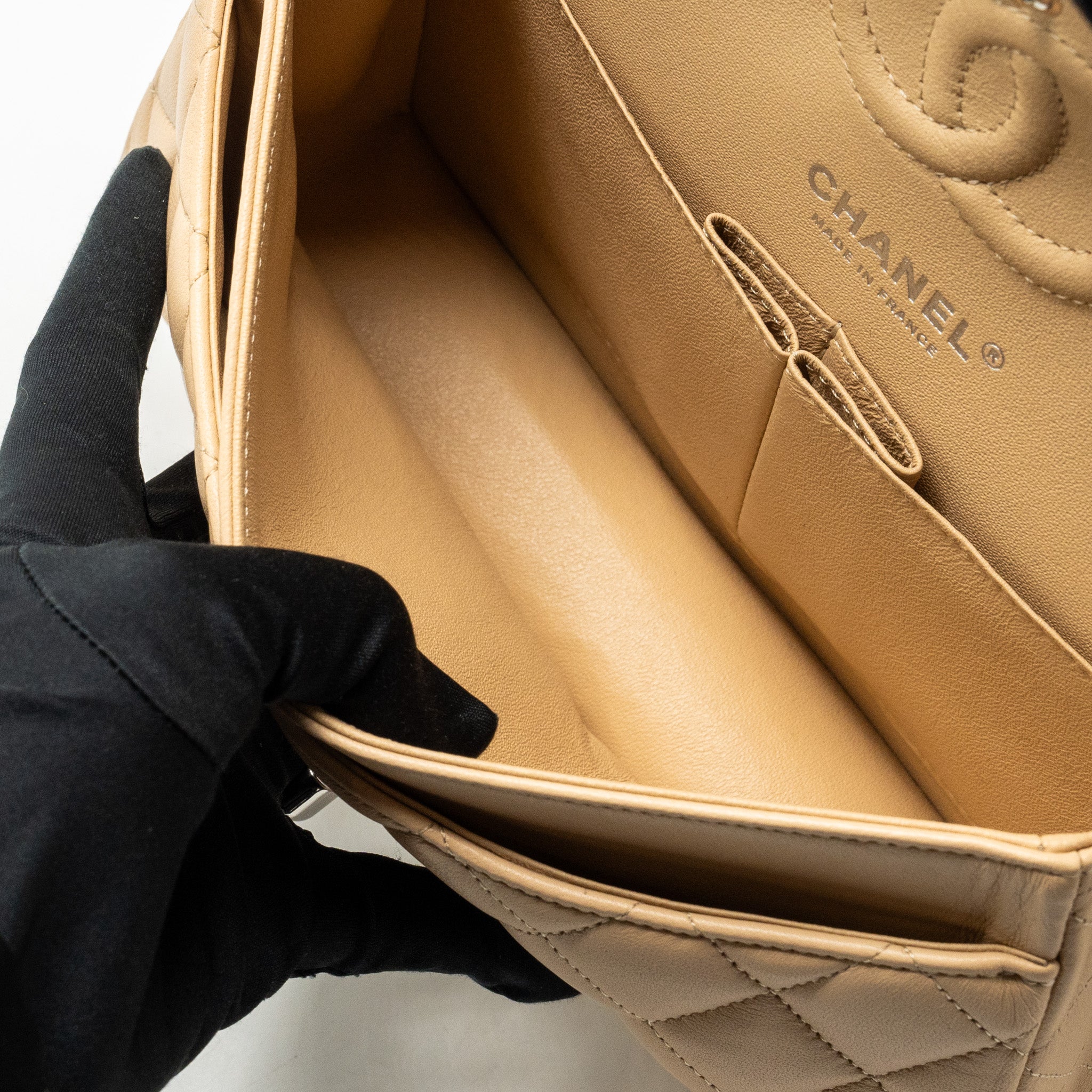 chanel-small-classic-double-flap-bag-lambskin-beige-shwmicrochip