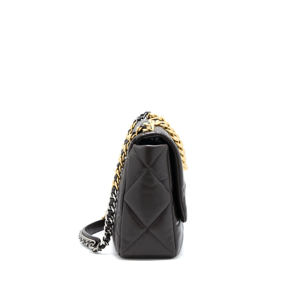 chanel-21a-maxi-19-flap-bag-lambskin-dark-brown-multicolour-hardware-microchip