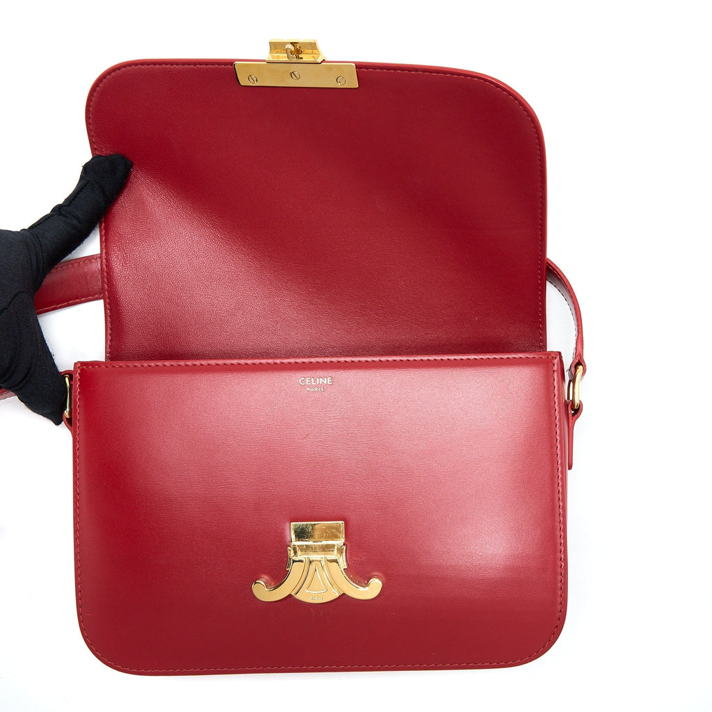 celine-medium-classique-triomphe-bag-shiny-calfskin-red-ghw