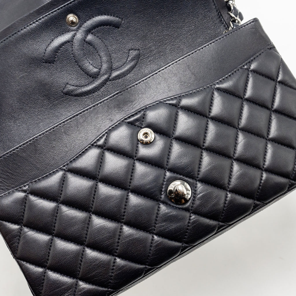 chanel-medium-classic-double-flap-bag-lambskin-dark-blue-shw
