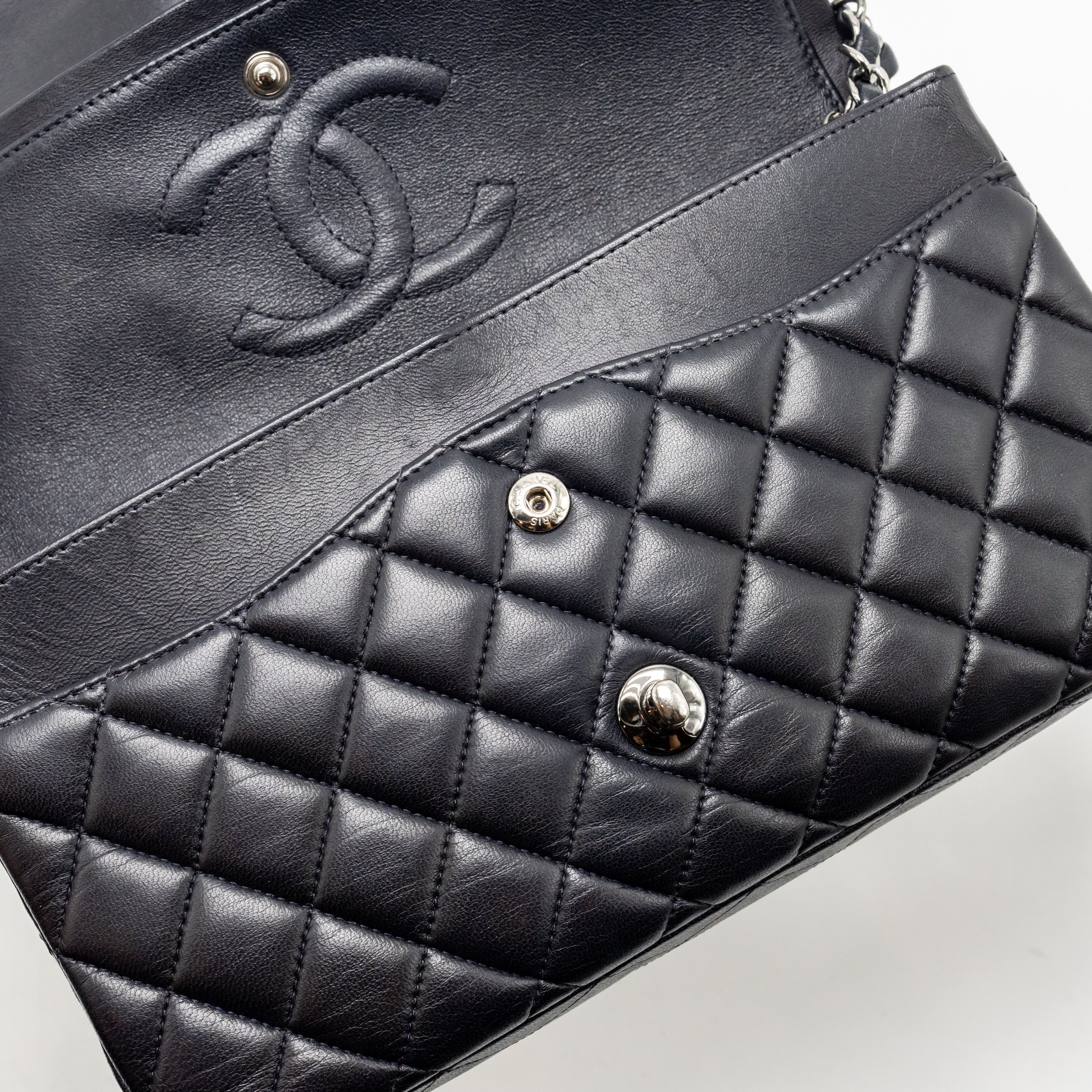 chanel-medium-classic-double-flap-bag-lambskin-dark-blue-shw