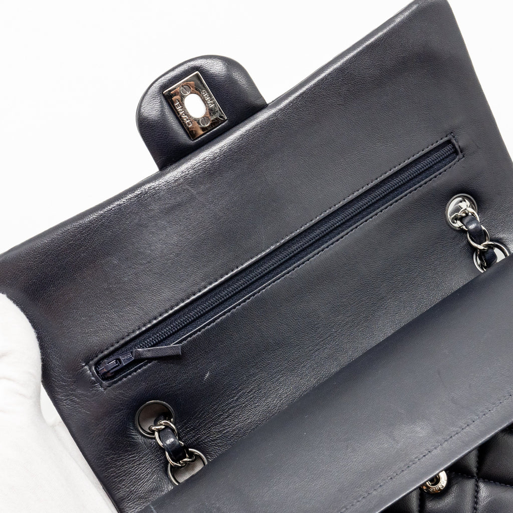 chanel-medium-classic-double-flap-bag-lambskin-dark-blue-shw