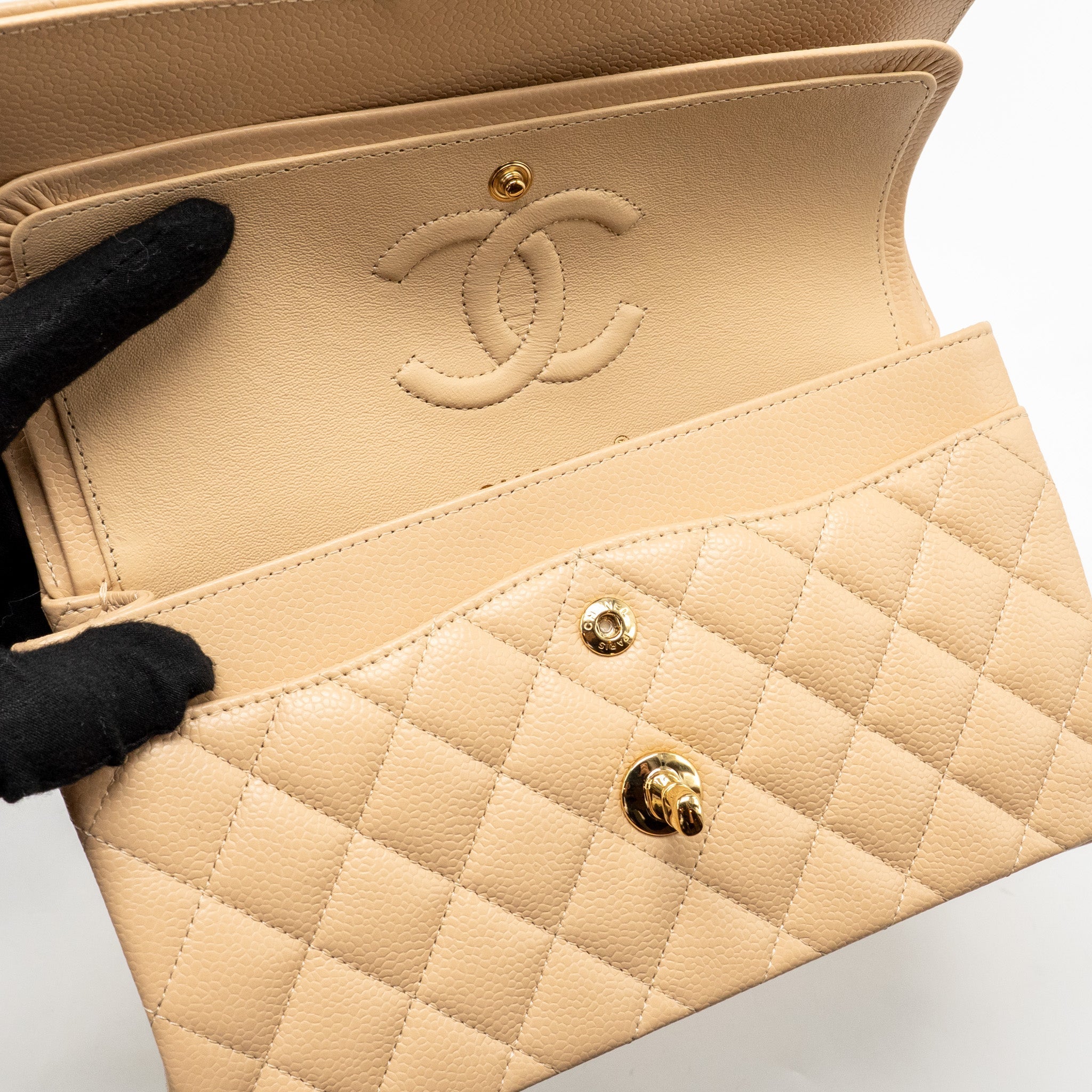 chanel-small-classic-double-flap-bag-caviar-beige-ghw-microchip-copy